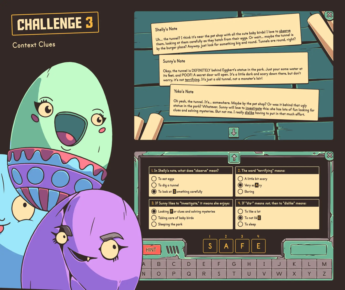 Virtual Easter context clues activity for 3rd grade.