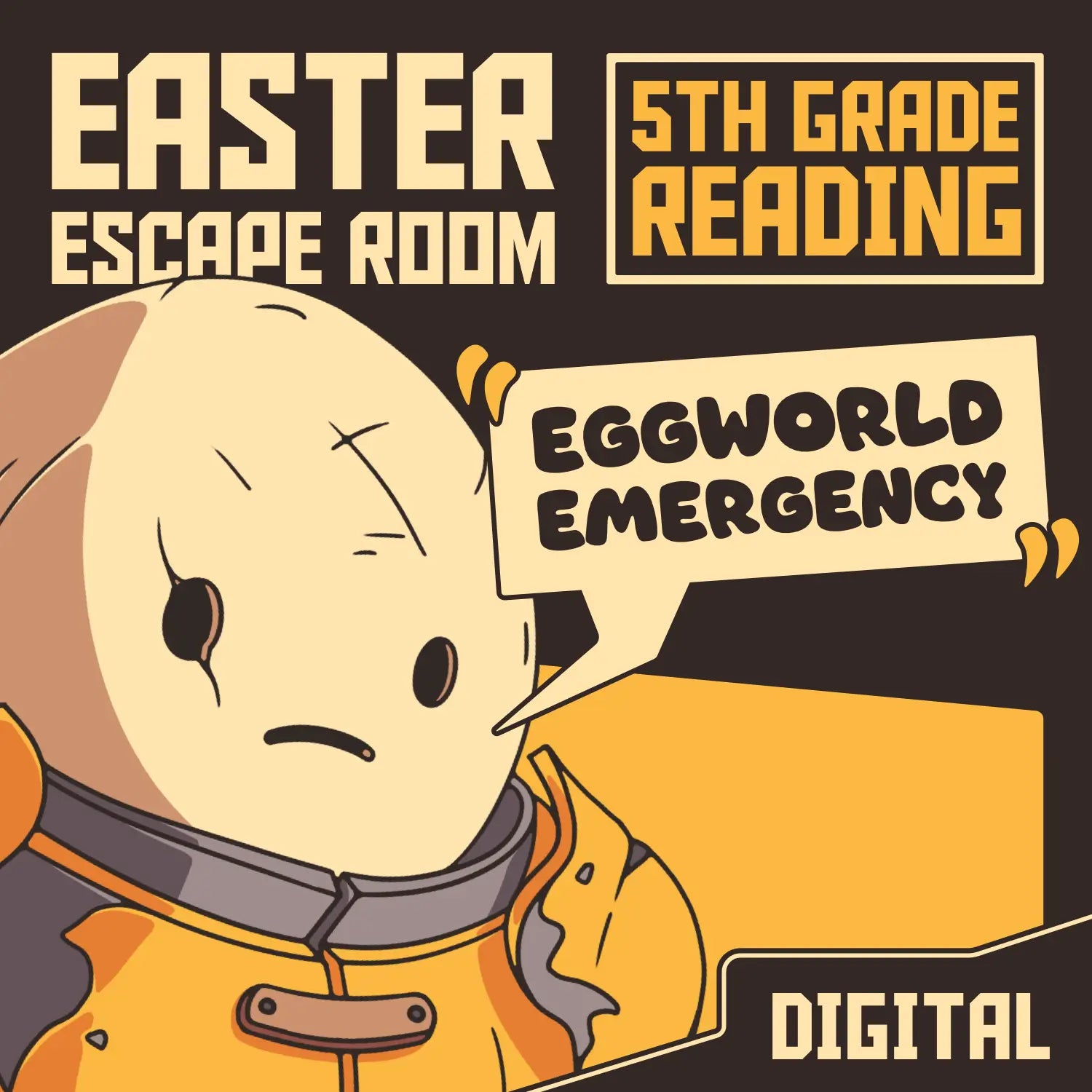 5th grade reading comprehension digital escape room with an Easter theme, titled "Dingo Punks: Eggworld Emergency."