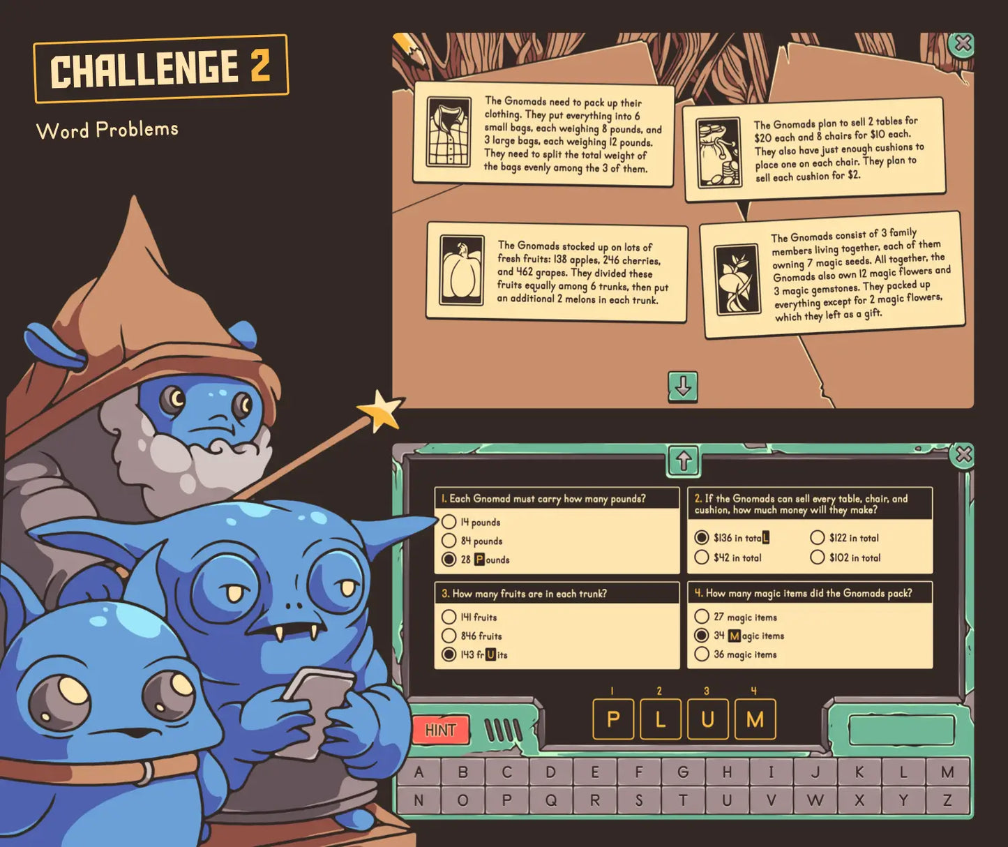 Online fall math activity, covering order of operations word problems.