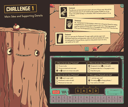 Digital 3rd grade main idea and supporting details escape room with a summer break theme.