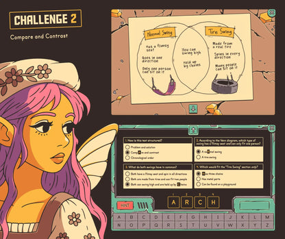 Online "compare and contrast" reading game for 4th and 5th grade text structures.