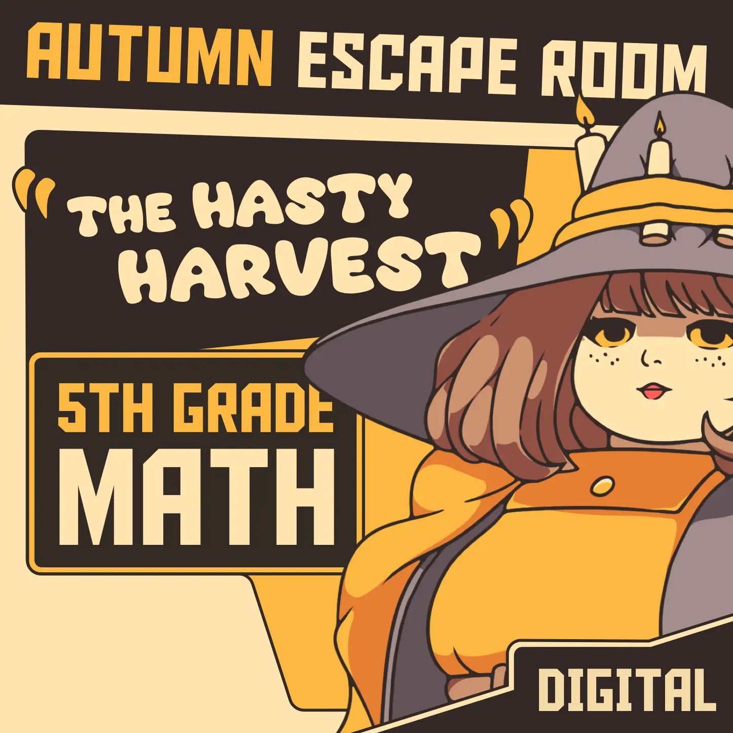 Cover image for a digital fall escape room for 5th grade math, titled "Dingo Punks: The Hasty Harvest."