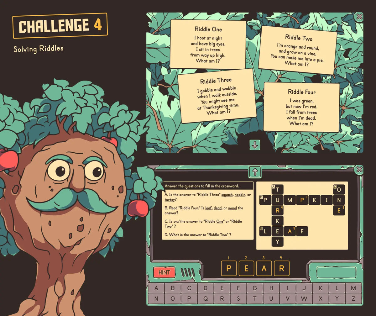 Virtual 2nd & 3rd grade making inferences practice game with an autumn theme. 