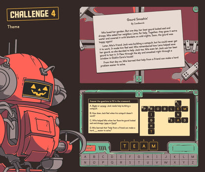 Virtual 2nd & 3rd grade story elements practice game with an autumn theme. 
