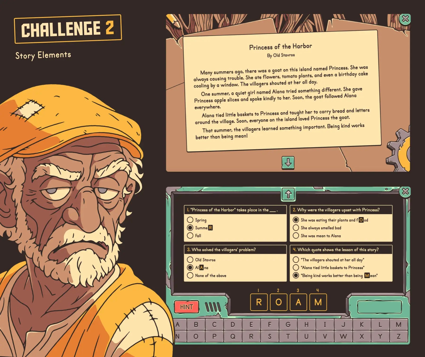 Virtual 3rd grade story elements review activity themed for the new school year.