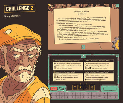 Virtual 5th grade story elements review activity themed for the new school year.