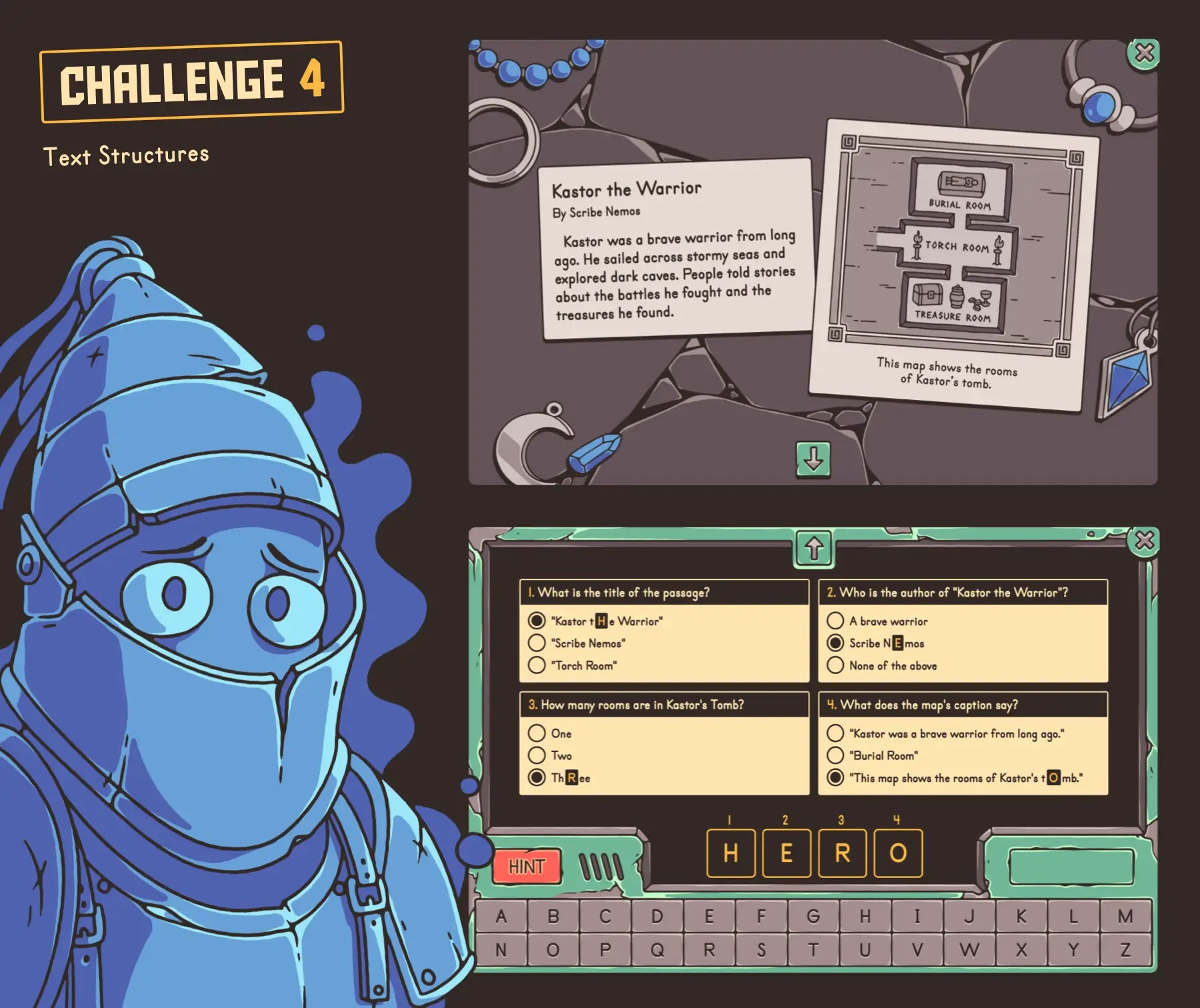 Online back-to-school text structures activity for 3rd grade reading review.