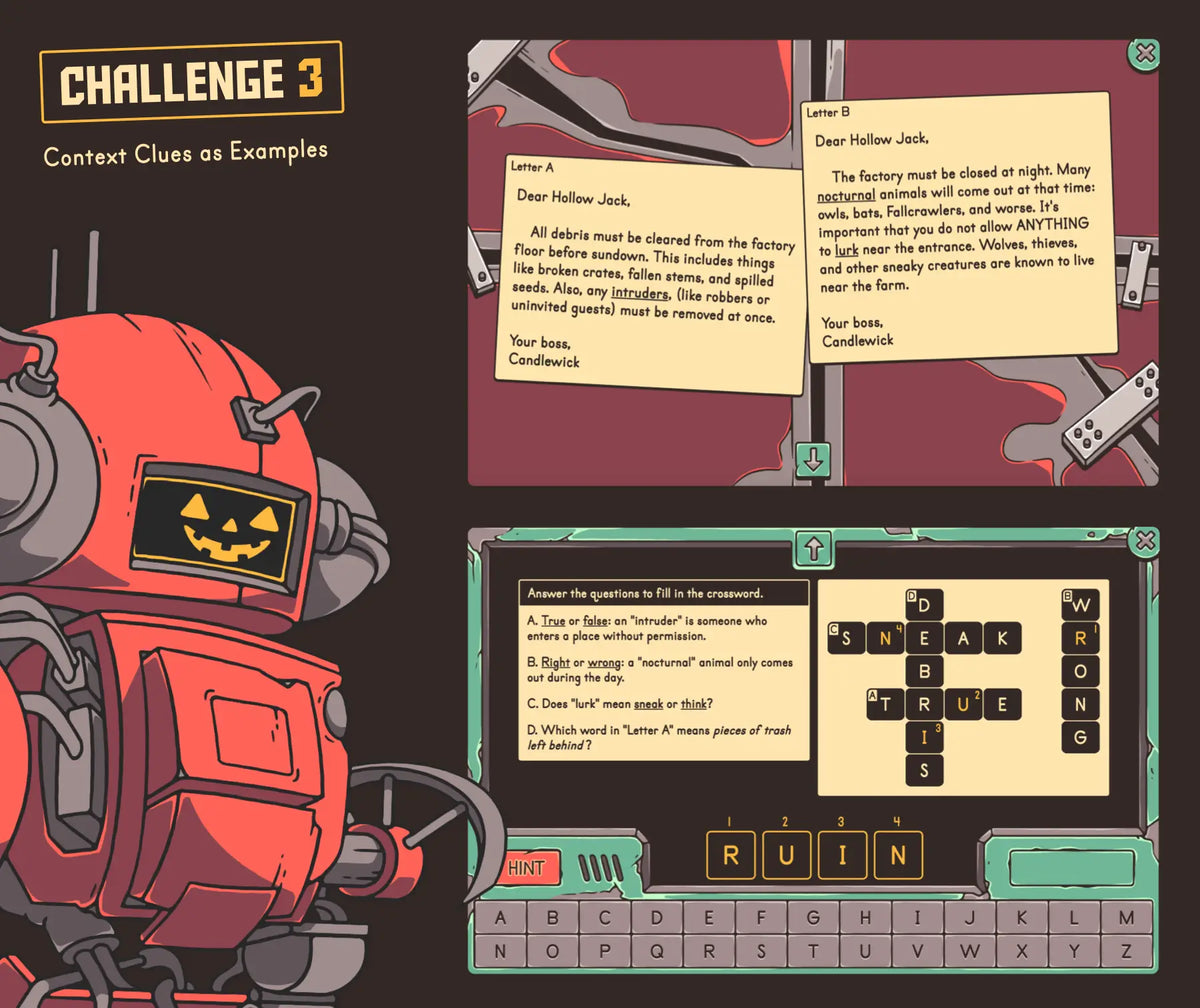 Virtual fall context clues as examples escape room activity.