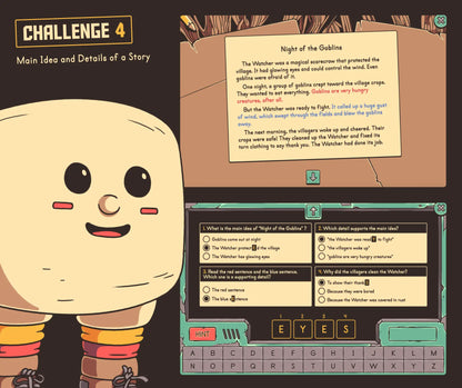 2nd and 3rd grade online fall reading game, with a focus on main idea and details of a story.