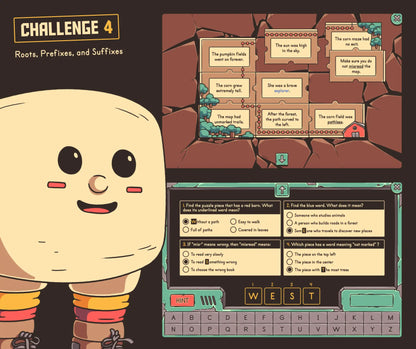 2nd and 3rd grade online fall reading game, with a focus on roots, prefixes, and suffixes.