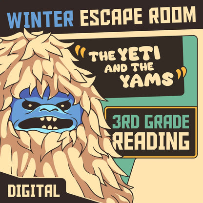 Dingo Punks winter escape room for 3rd grade reading comprehension: "The Yeti and the Yams."