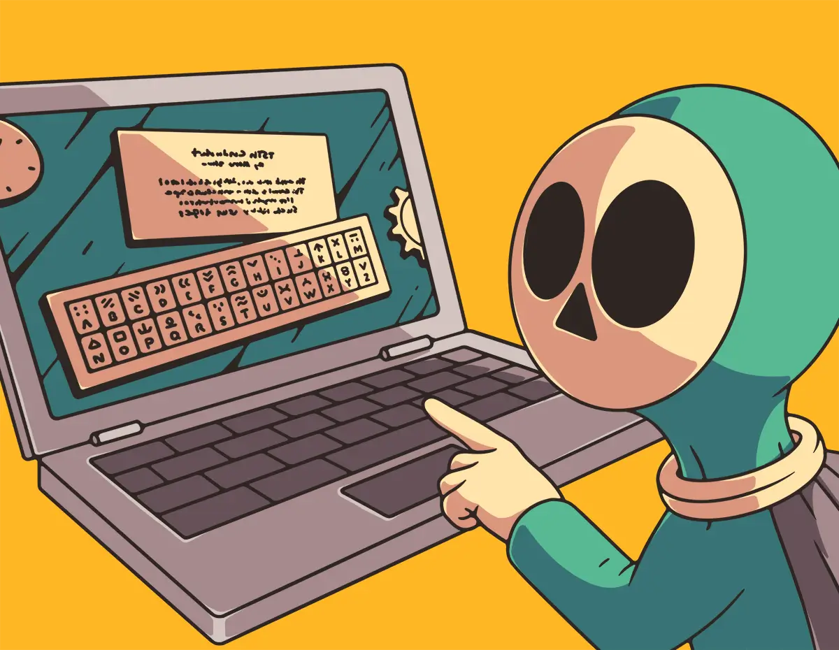 J.J. Dingo playing a Dingo Punks escape room on a Chromebook, with a reading comprehension passage and secret code on-screen.