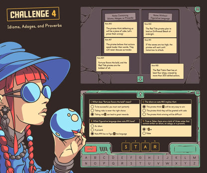 Online summer idioms, adages, and proverbs breakout game for fourth and fifth grade reading review.