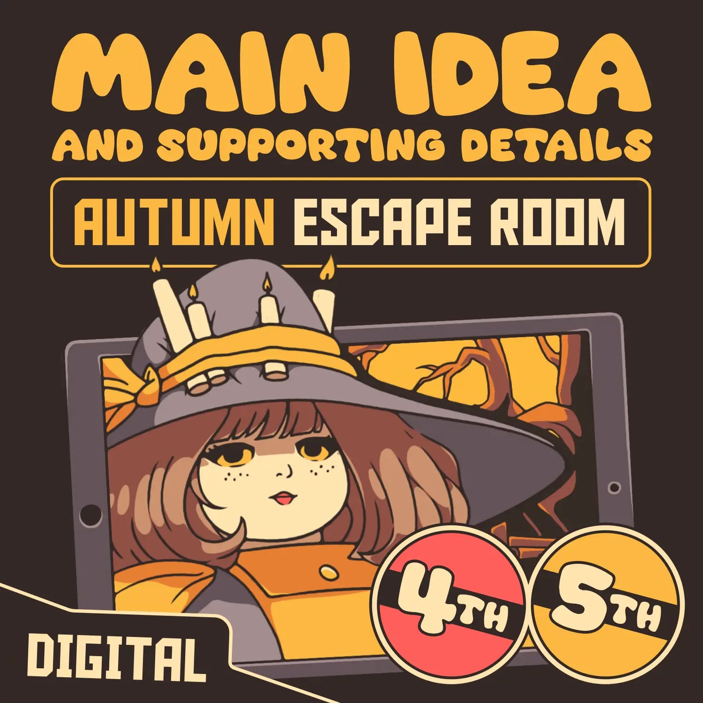 Cover image for "Puzzle Punks: The Hasty Harvest" — a digital 4th & 5th grade fall main idea and supporting details escape room.