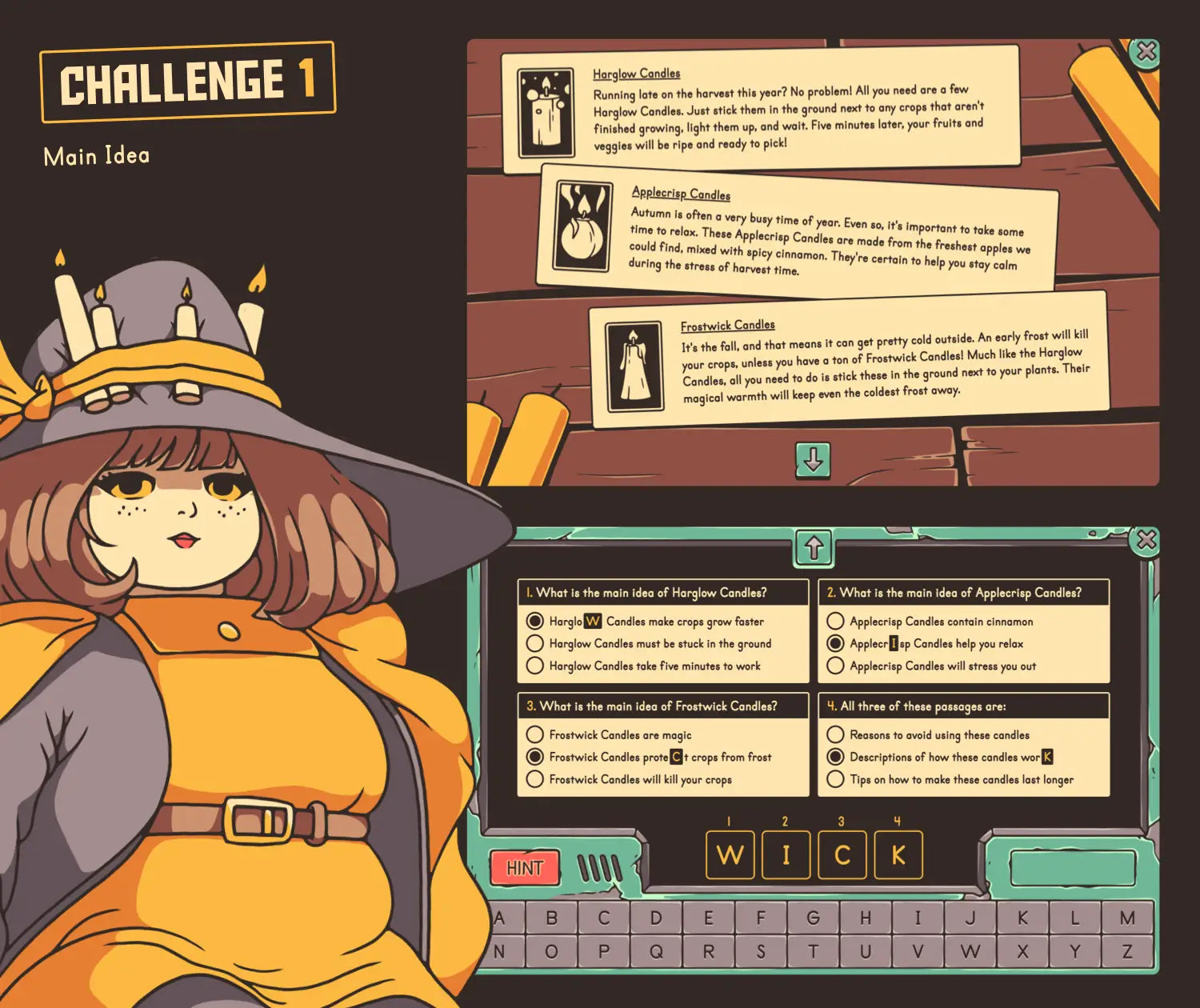Digital autumn main idea activity with reading comprehension passages.