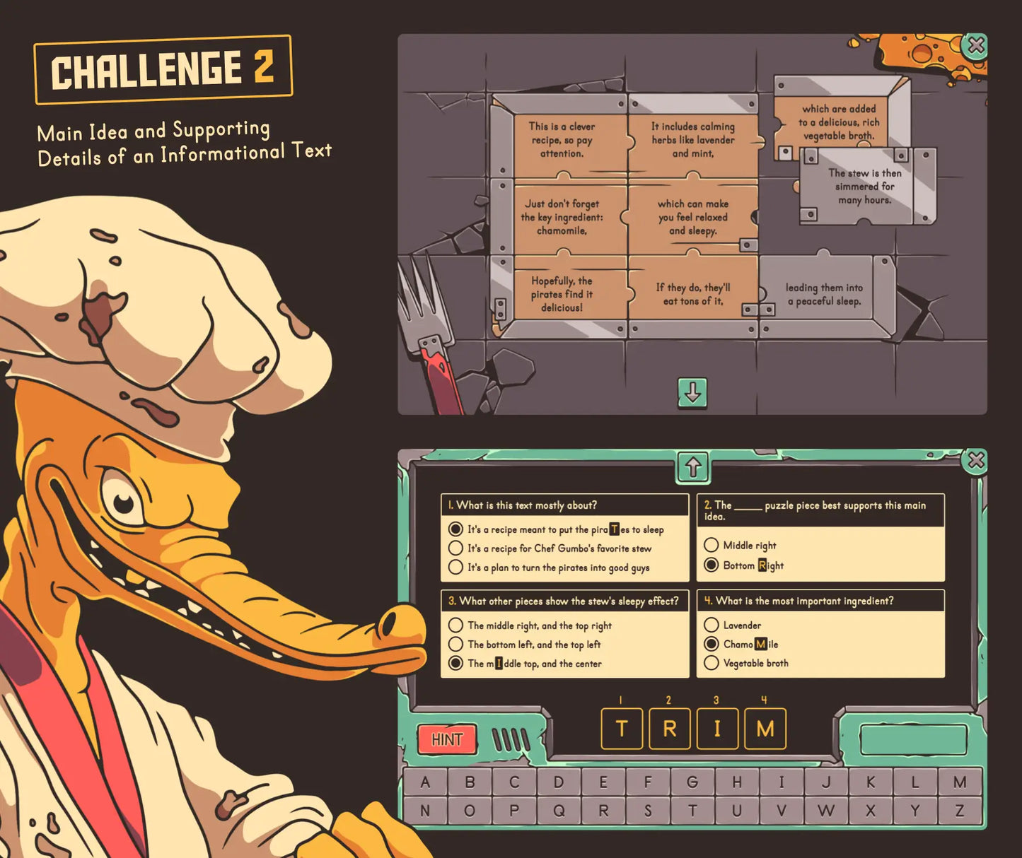 Virtual summer-themed main idea and supporting details of an informational text game for 4th and 5th grade reading review.
