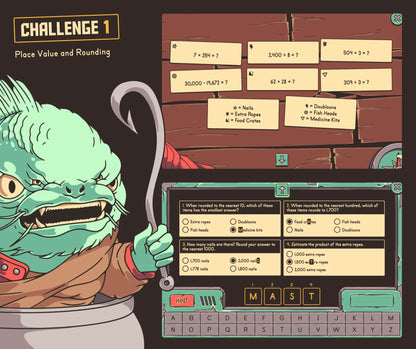 Digital summer place value and rounding escape room activity for fourth grade.