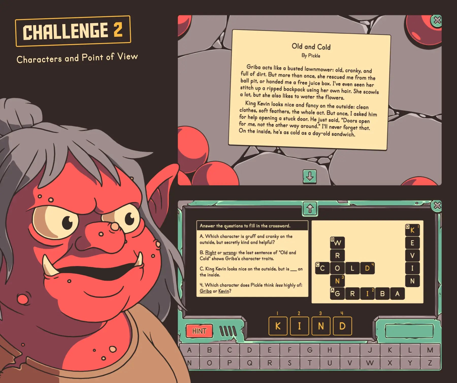 Online characters and point of view activity for 4th and 5th grade elements of a story review.