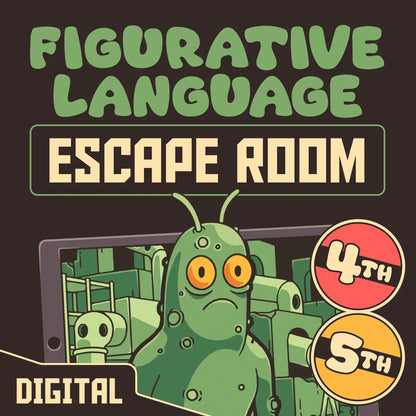 Virtual figurative language escape room for 4th and 5th grade, titled "Puzzle Punks: Escape From Pickle's Playground."