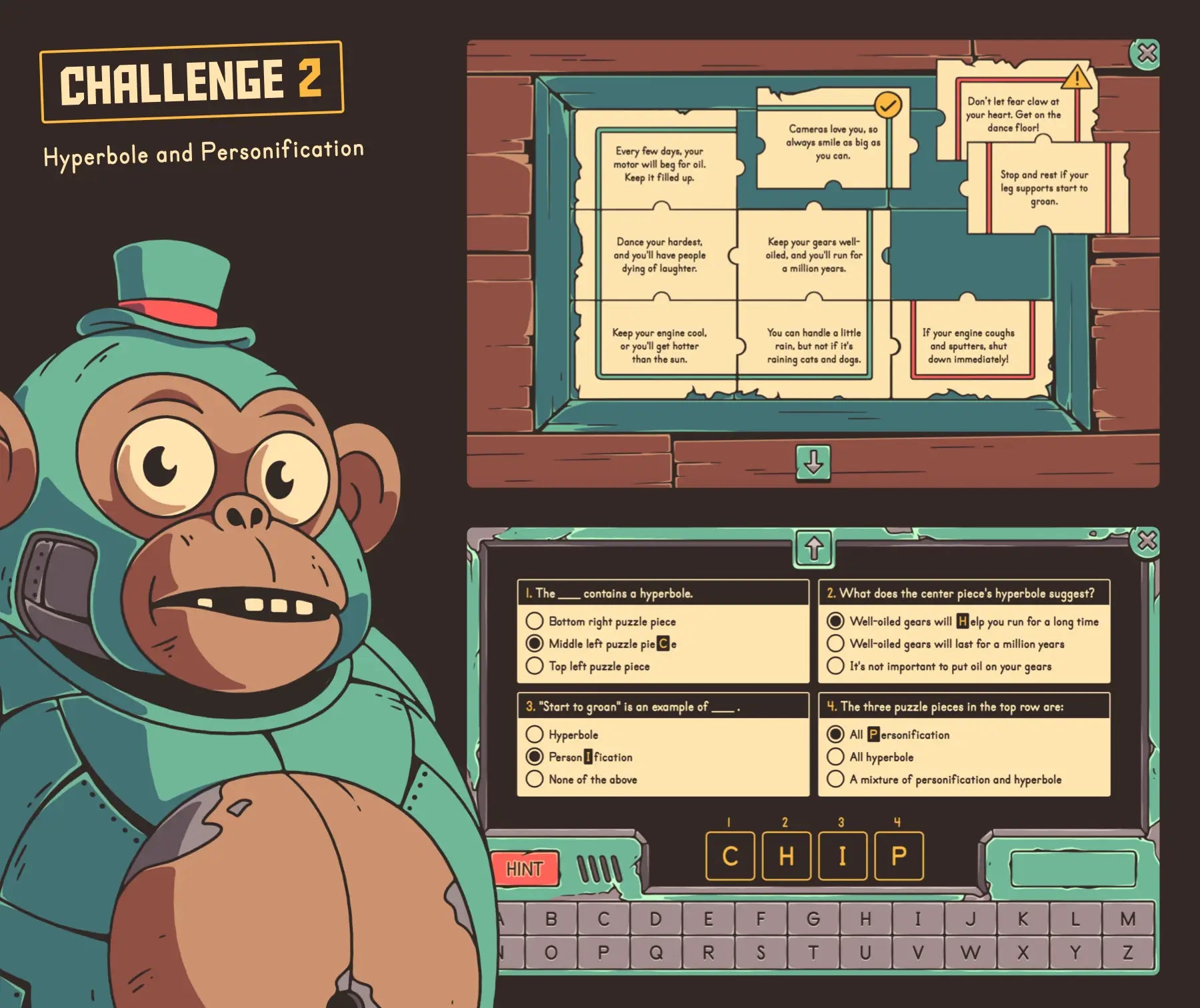 Online hyperbole and personification activity for 4th and 5th grade figurative language review.