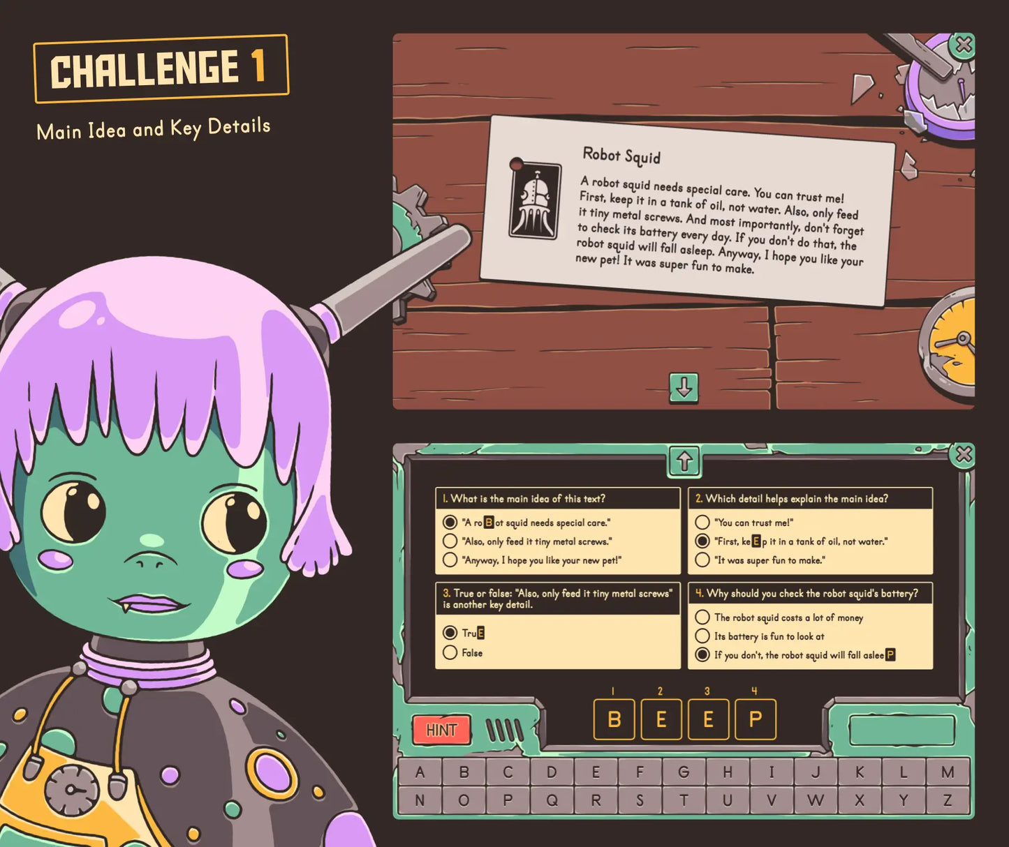 Free digital main idea and key details escape room activity for 2nd grade.