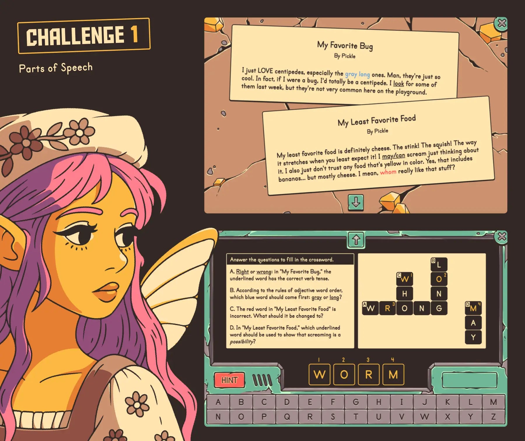 Online parts of speech escape room activity with reading comprehension passages and a crossword puzzle.