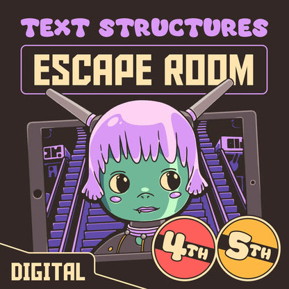 Puzzle Punks digital text structures escape room for 4th and 5th grade reading review.