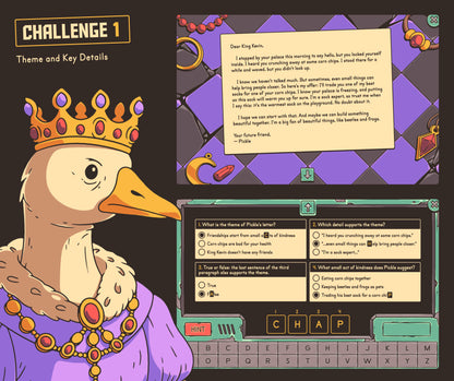 Digital theme and key details review game for 4th and 5th grade classrooms.