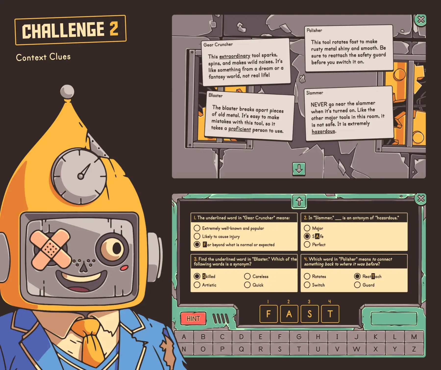 Virtual year-end context clues activity for fifth grade classrooms.
