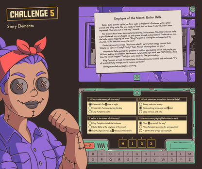 Online Halloween story elements activity, with a scary story for 4th grade students.