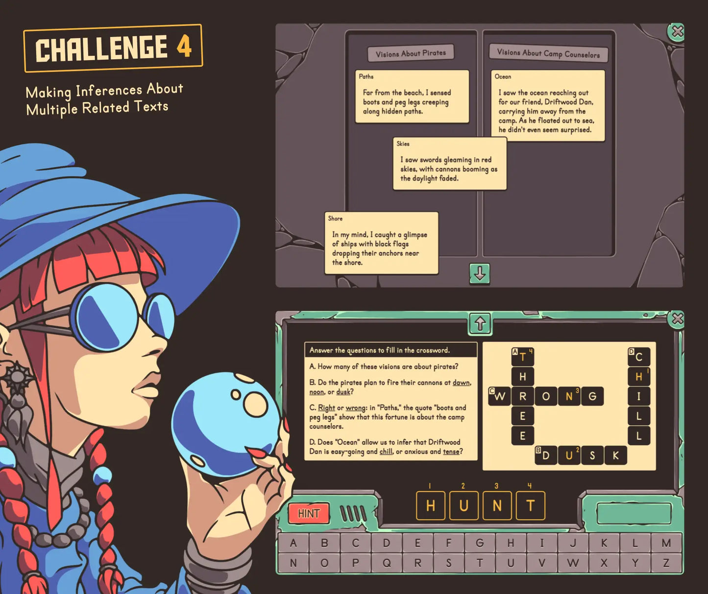 Digital 4th and 5th grade making inferences multiple related texts summer state test prep review game.