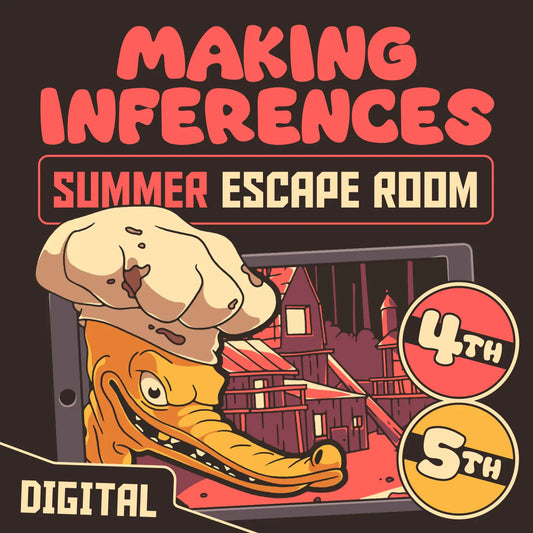 Summer making inferences escape room for 4th and 5th grade, titled "Puzzle Punks: Camp Calamari."