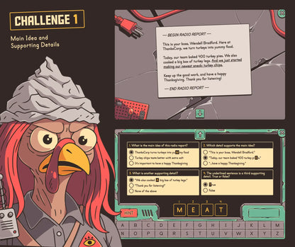 Digital Thanksgiving main idea and supporting details escape room game for 3rd grade.