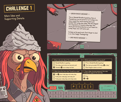 Digital Thanksgiving main idea and supporting details escape room game for 4th grade.