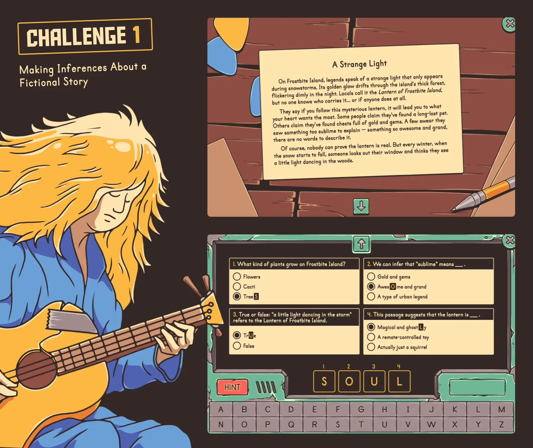 Virtual making inferences about a fictional story escape room game for 4th and 5th grade English class.