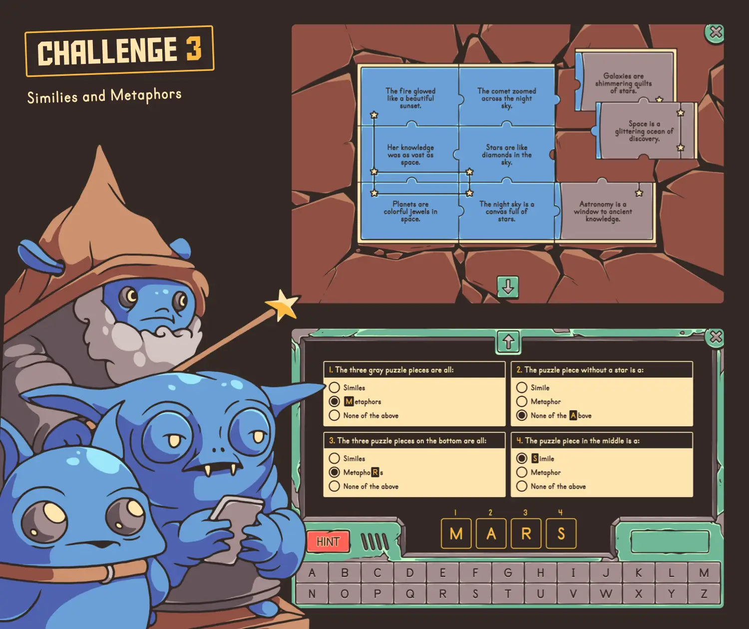Virtual fall reading activity covering the standard of figurative language, similes, and metaphors.