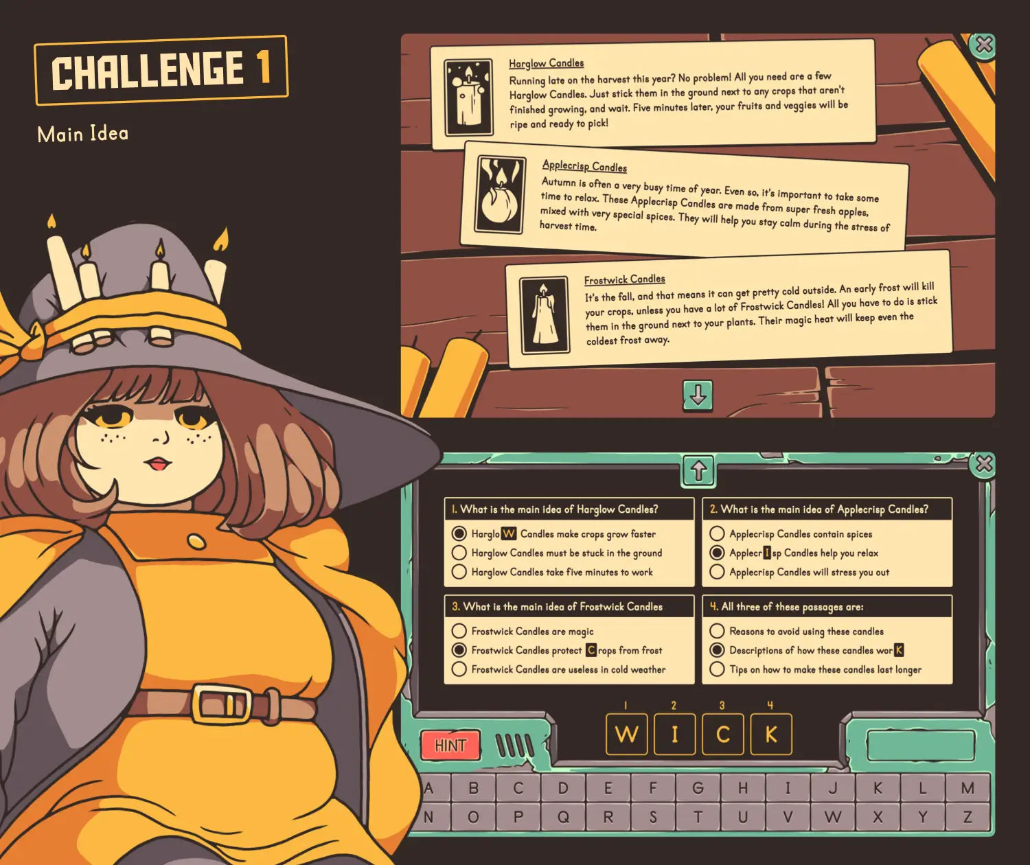 Digital autumn main idea activity with reading comprehension passages.
