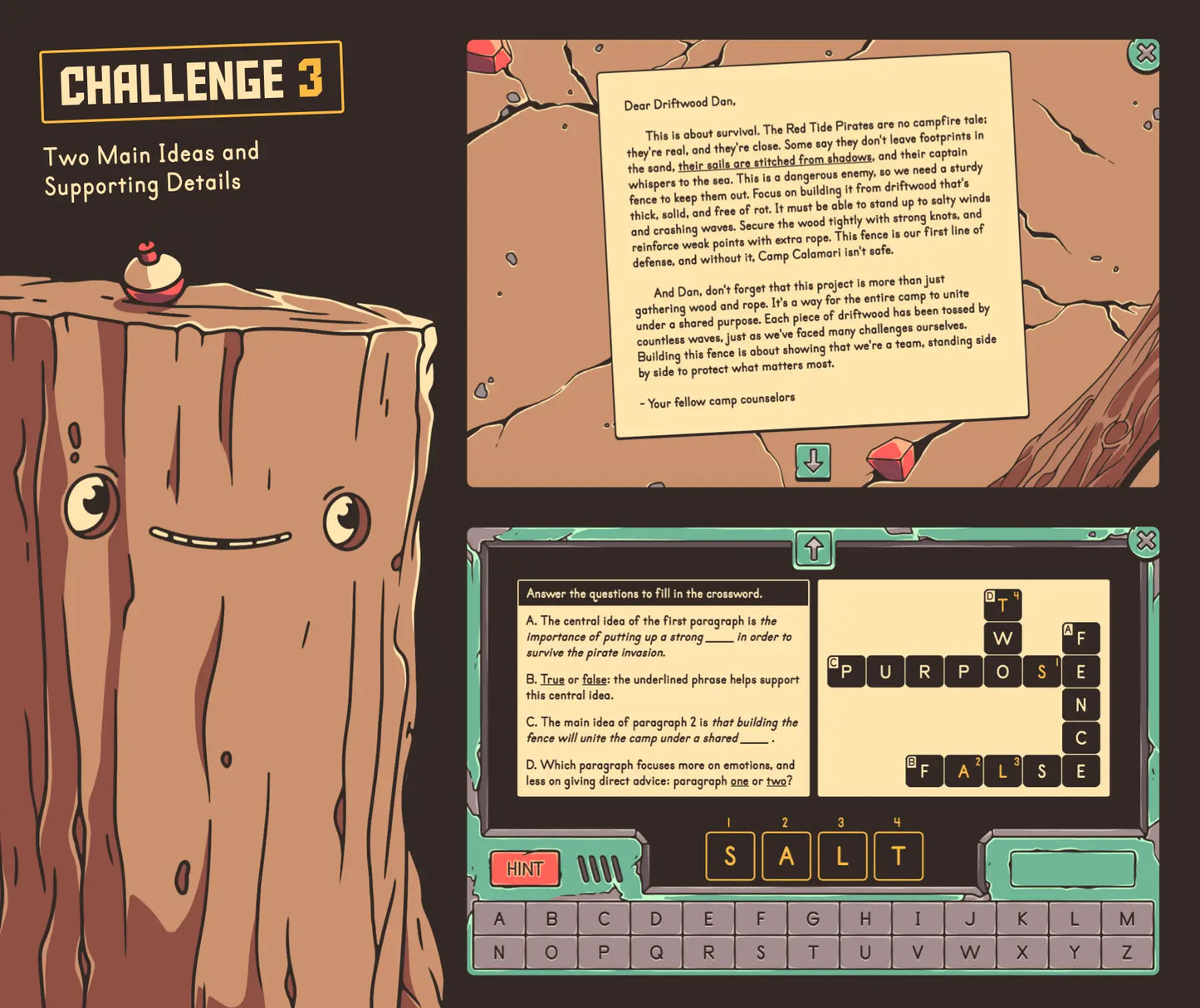 Digital two main ideas and supporting details summer escape room activity for 4th and 5th grade reading comprehension test prep.