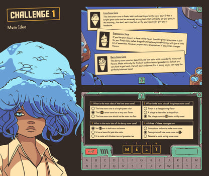 Virtual main idea activity with winter reading comprehension passages and and multiple-choice answers.
